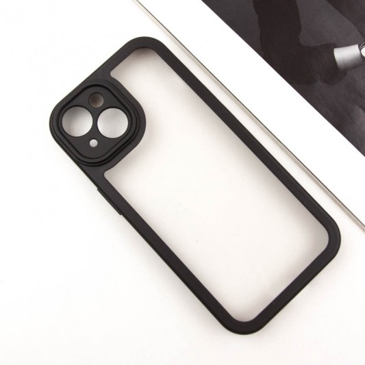 TPU чехол Transparent + Colour 1,5mm для Apple iPhone 15 (6.1") Black - изображение 1