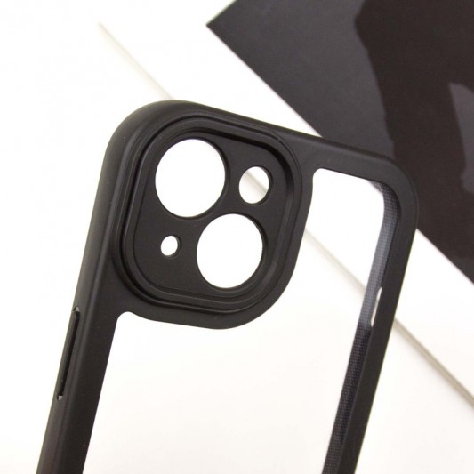 TPU чехол Transparent + Colour 1,5mm для Apple iPhone 15 (6.1") Black - изображение 2