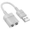 Перехідник Aux Hoco LS37 Spirit 2in1 transparent externí sound card USB to 3.5mm, Gray