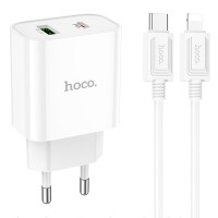 Блок живлення Hoco C80A Plus Rapido PD20W+QC3.0 (1USB-A/1C) + кабель Type-C to Lightning White