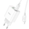Зарядний пристрій HOCO C80A Plus Rapido PD20W+QC3.0 (1Type-C/1USB) + Type-C to Lightning, White