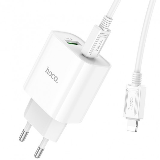 СЗУ Hoco C80A Plus Rapido PD20W+QC3.0 (1USB-A/1C) + кабель Type-C to Lightning White - изображение 3