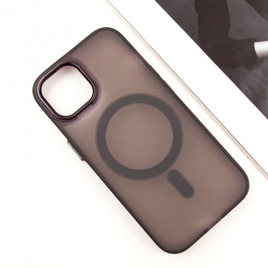 Чехол TPU+PC Lily with MagSafe для Apple iPhone 15 (6.1") Dark Purple - изображение 2