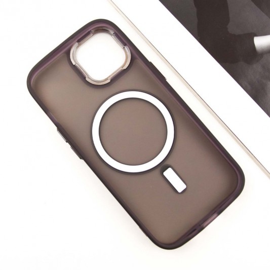 Чехол TPU+PC Lily with MagSafe для Apple iPhone 15 (6.1") Dark Purple - изображение 3