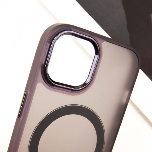 Чехол TPU+PC Lily with MagSafe для Apple iPhone 15 (6.1") Dark Purple - изображение 4