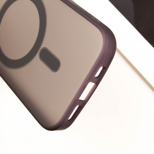 Чехол TPU+PC Lily with MagSafe для Apple iPhone 15 (6.1") Dark Purple - изображение 7