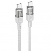 Дата кабель Hoco U129 Spirit Transparent Type-C to Type-C 60W (1.2m) Gray Дата кабель Hoco U129 Spirit Transparent Type-C to Type-C 60W (1.2m) Gray