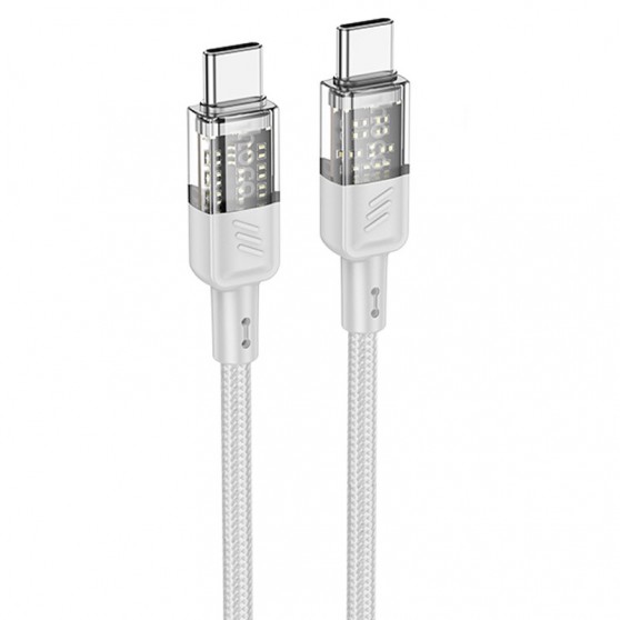 Дата кабель Hoco U129 Spirit Transparent Type-C to Type-C 60W (1.2m) Gray