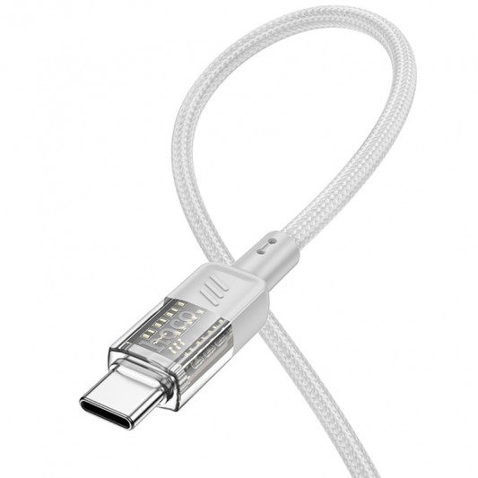 Дата кабель Hoco U129 Spirit Transparent Type-C to Type-C 60W (1.2m) Gray - изображение 2