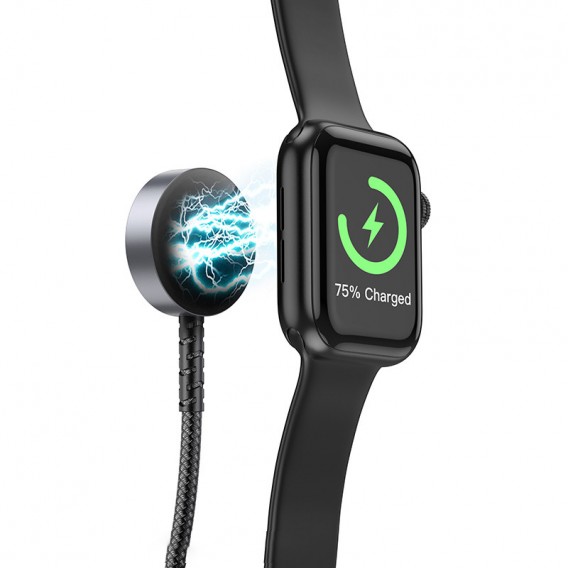 Бездротова зарядка Hoco CW54 2in1 для Apple Watch + Type-C / Lightning, Black