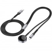 Беспроводная зарядка Hoco CW54 2in1 for Apple Watch + Type-C / Lightning, Black