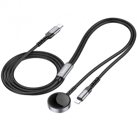 БЗУ Hoco CW54 2in1 for Apple Watch + Type-C / Lightning Black - изображение 3