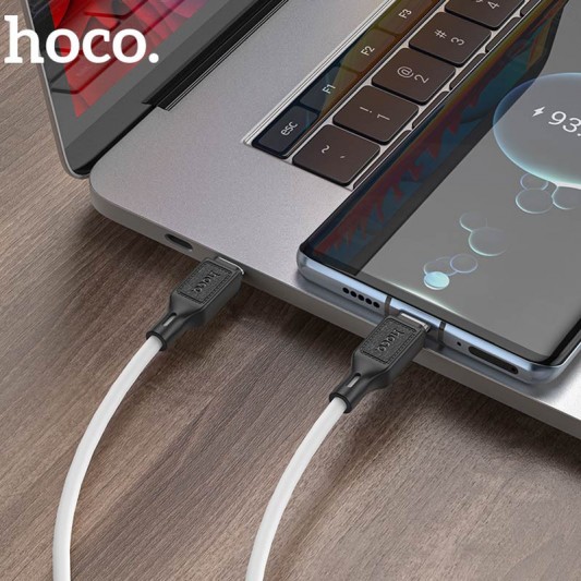 Дата кабель Hoco X90 Cool silicone Type-C to Type-C 60W (1m) White - изображение 3