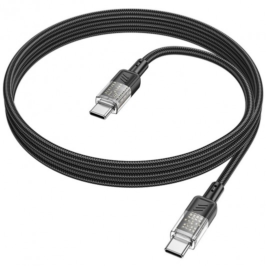 Дата кабель Hoco U129 Spirit Transparent Type-C to Type-C 60W (1.2m) Black - изображение 2