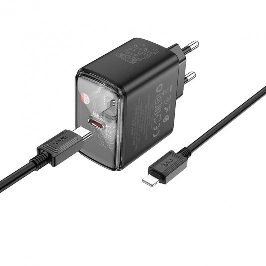 СЗУ Hoco CS41A Smart PD35W (1USB-C) + кабель Type-C to Lightning Black - изображение 1