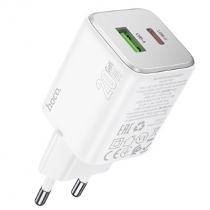 Блок питания Hoco N41 Almighty PD20W+QC3.0 (1USB-A/1C) White