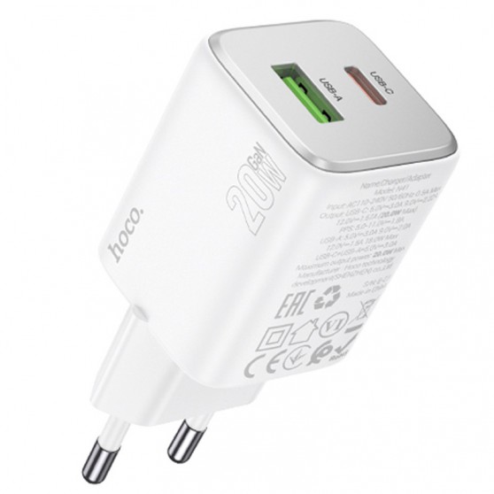 СЗУ Hoco N41 Almighty PD20W+QC3.0 (1USB-A/1C) White