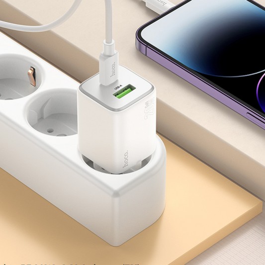 МЗП Hoco N41 Almighty PD20W+QC3.0 (1USB-A/1C) White - зображення 3 