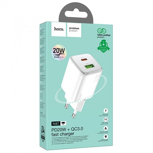 МЗП Hoco N41 Almighty PD20W+QC3.0 (1USB-A/1C) White - зображення 4 