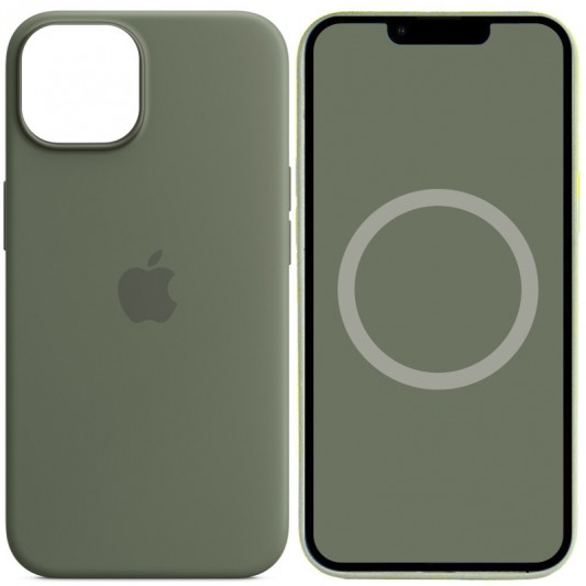 Чохол Silicone case (AAA) full with Magsafe and Animation для Apple iPhone 14 Pro (6.1"), Зелений / Olive
