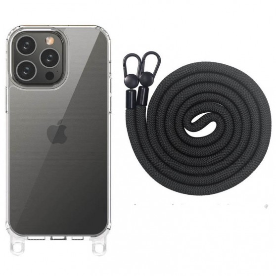 Чохол TPU Transparent with Straps для Apple iPhone 13 Pro (6.1") Black