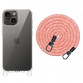 Чехол TPU Transparent with Straps для Apple iPhone 15 (6.1 дюйма) Red / White
