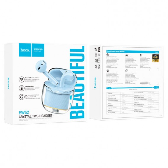 Бездротові навушники TWS Hoco EW52 Lilly, Blue