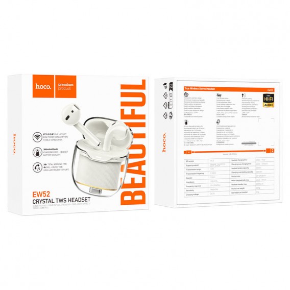 Бездротові навушники TWS Hoco EW52 Lilly, Milky White