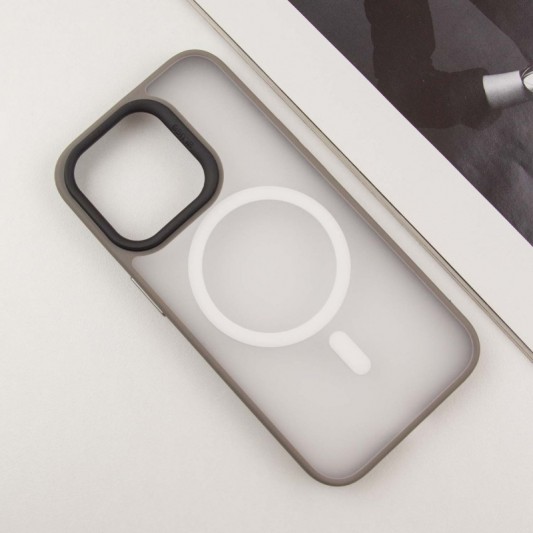 TPU+PC чехол Blueo Skin Friendly Frosted with MagSafe для Apple iPhone 15 Pro Max (6.7") Серый - изображение 2