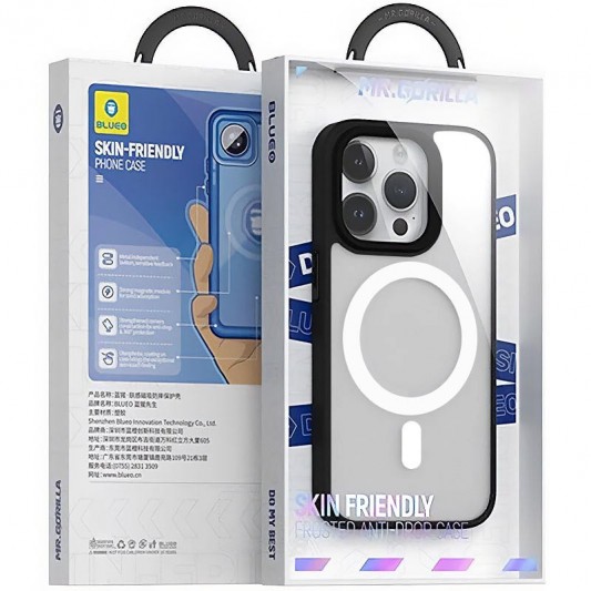 TPU+PC чохол Blueo Skin Friendly Frosted with MagSafe для Apple iPhone 15 Pro Max (6.7") Чорний - зображення 2 