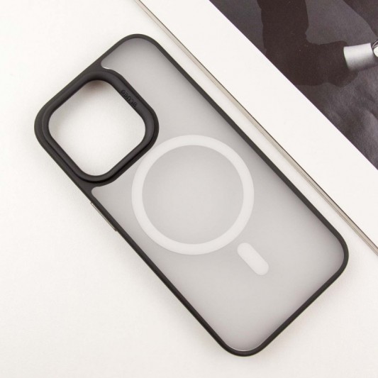 TPU+PC чохол Blueo Skin Friendly Frosted with MagSafe для Apple iPhone 15 Pro Max (6.7") Чорний - зображення 4 