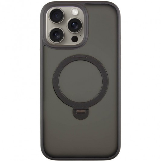 TPU+PC чехол Metal Buttons with MagSafe Colorful HQ Ring для Apple iPhone 15 Pro Max (6.7") Black