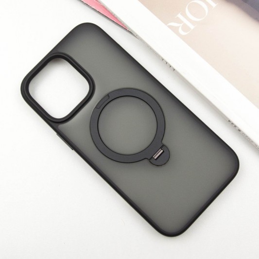 TPU+PC чехол Metal Buttons with MagSafe Colorful HQ Ring для Apple iPhone 15 Pro Max (6.7") Black - изображение 1