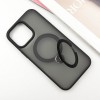 TPU+PC чехол Metal Buttons with MagSafe Colorful HQ Ring для Apple iPhone 15 Pro Max (6.7"), Black