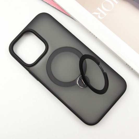 TPU+PC чехол Metal Buttons with MagSafe Colorful HQ Ring для Apple iPhone 15 Pro Max (6.7") Black - изображение 2