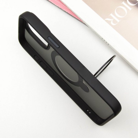 TPU+PC чехол Metal Buttons with MagSafe Colorful HQ Ring для Apple iPhone 15 Pro Max (6.7") Black - изображение 3