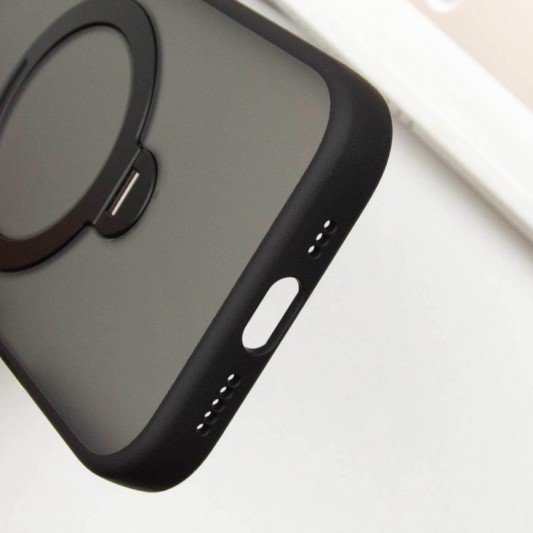 TPU+PC чехол Metal Buttons with MagSafe Colorful HQ Ring для Apple iPhone 15 Pro Max (6.7") Black - изображение 7