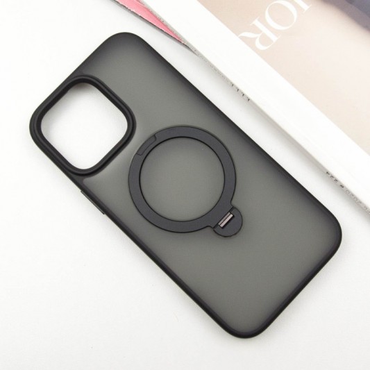 TPU+PC чехол Metal Buttons with MagSafe Colorful HQ Ring для Apple iPhone 14 Pro (6.1"), Black - изображение 1