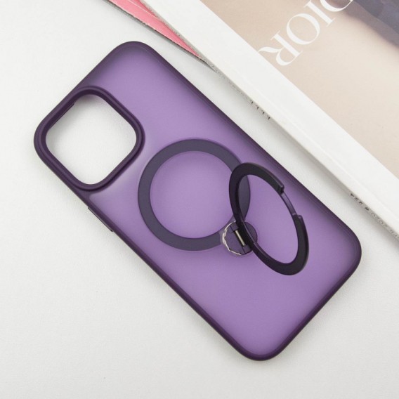 TPU+PC чехол Metal Buttons with MagSafe Colorful HQ Ring для Apple iPhone 14 Pro (6.1"), Purple