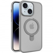 TPU+PC чехол Metal Buttons with MagSafe Colorful HQ Ring для Apple iPhone 15 (6.1"), Grey