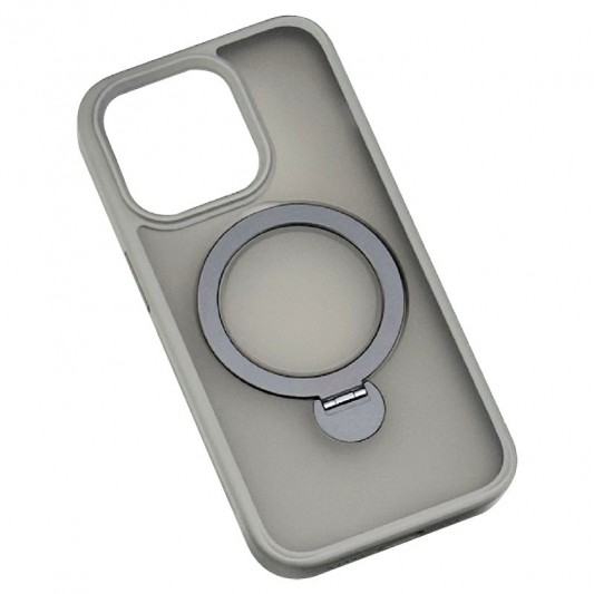 TPU+PC чехол Metal Buttons with MagSafe Colorful HQ Ring для Apple iPhone 15 (6.1"), Grey - зображення 2 