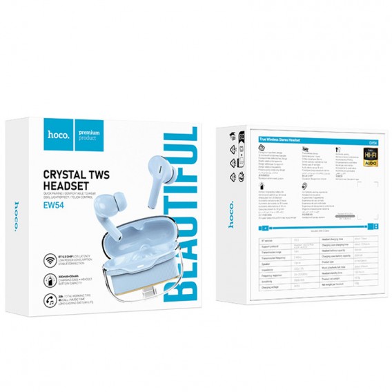 Бездротові TWS навушники Hoco EW54 Rayo, Blue
