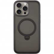 TPU+PC чохол Metal Buttons with MagSafe Colorful HQ Ring для Apple iPhone 15 Pro (6.1") Black
