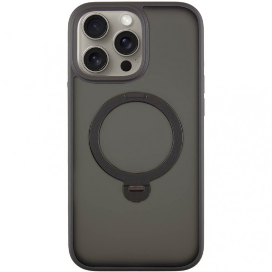 TPU+PC чехол Metal Buttons with MagSafe Colorful HQ Ring для Apple iPhone 15 Pro (6.1") Black