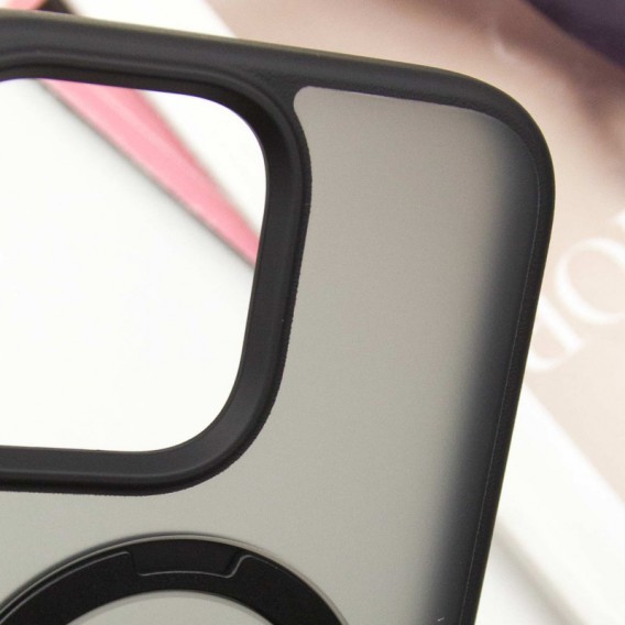 TPU+PC чохол Metal Buttons with MagSafe Colorful HQ Ring для Apple iPhone 15 Pro, Black