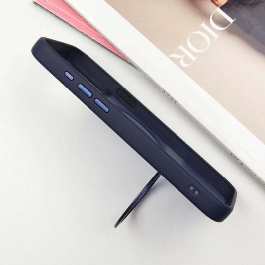 TPU+PC чохол Metal Buttons with MagSafe Colorful HQ Ring для Apple iPhone 15 Pro (6.1") Dark Blue - зображення 3 