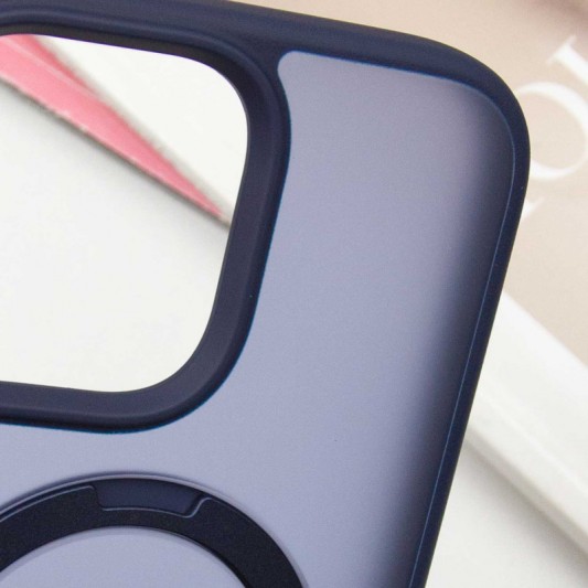 TPU+PC чохол Metal Buttons with MagSafe Colorful HQ Ring для Apple iPhone 15 Pro (6.1") Dark Blue - зображення 5 