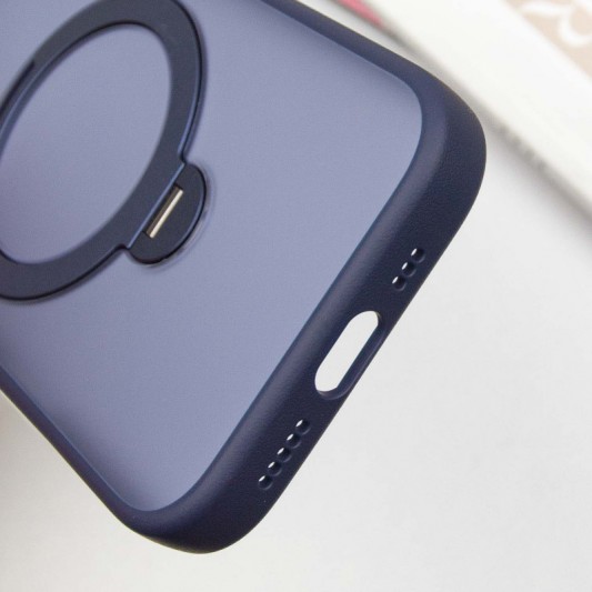TPU+PC чохол Metal Buttons with MagSafe Colorful HQ Ring для Apple iPhone 15 Pro (6.1") Dark Blue - зображення 7 