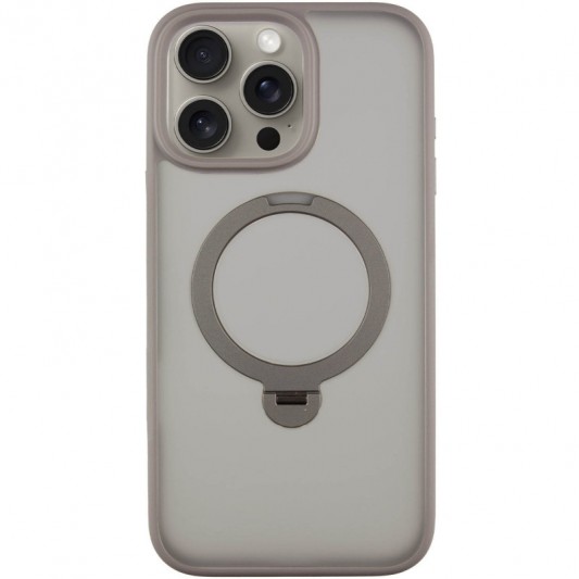 TPU+PC чохол Metal Buttons with MagSafe Colorful HQ Ring для Apple iPhone 15 Pro (6.1") Grey