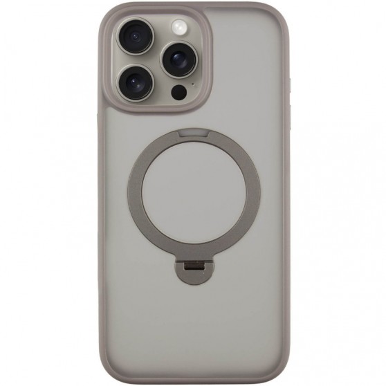 TPU+PC чехол Metal Buttons with MagSafe Colorful HQ Ring для Apple iPhone 15 Pro (6.1") Grey
